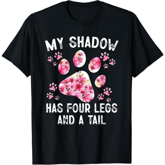 Dog Paw Tee Pet Lover T-Shirt Top Soft Cotton Comfort Fit Fashion Casual Short Sleeve Round Neck Black S-5XL