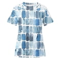 thumbnail image 4 of Raeneomay Casual Tops Oversized T Shirts Women Flower Printing Short Sleeve Round Neck Pullover Lace Splicing Tops Shirts Blouse, 4 of 5