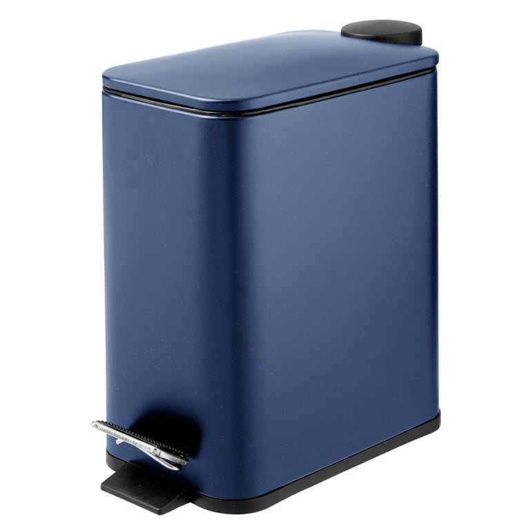Navy Blue Ceramic Bathroom Accessories Set - 5 Piece Soap Dispenser, Toothbrush Holder & Trash Can