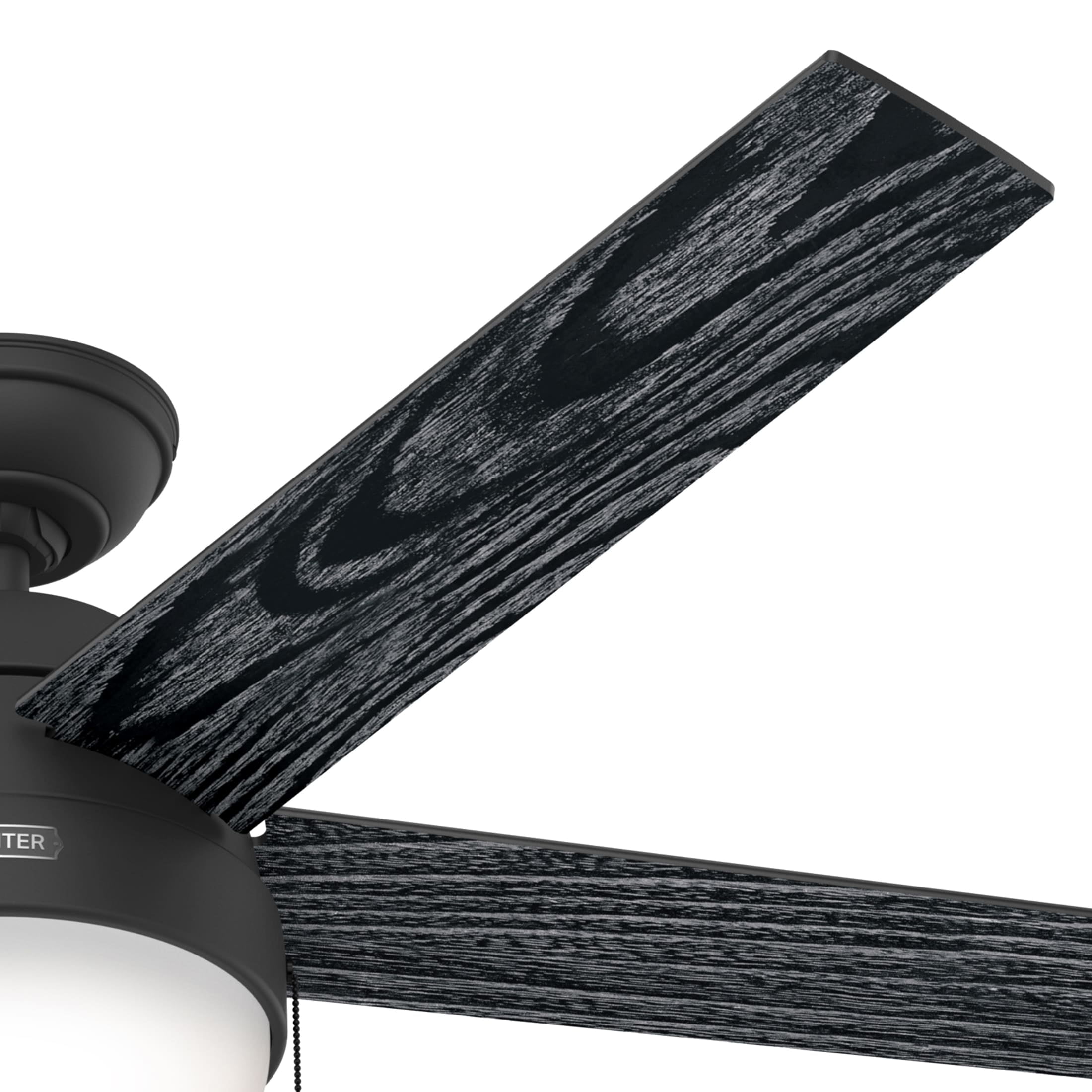 Hunter 52 inch Indoor Ceiling Fan with LED Light - Black Ceiling Fan with Pull Chain, For Bedroom, Living Room, or Kitchen, Standard Mount, No Remote, 5 Blades - Anslee 52385, Matte Black