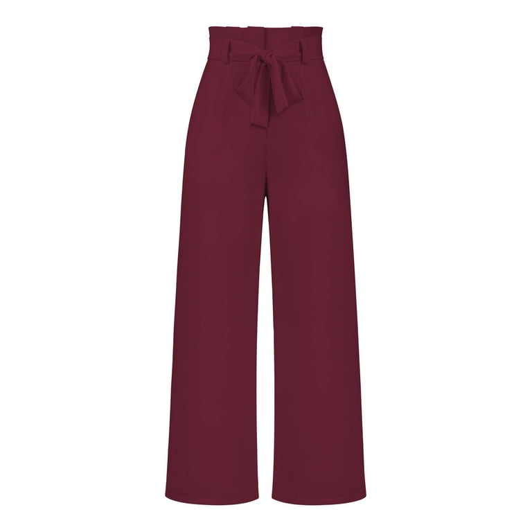 SELONE Palazzo Pants for Women High Waist High Rise Wide Leg Trendy Casual  with Belted Long Pant Solid Color High-waist Loose Pants for Everyday Wear  Running Errands Going to Work Casual Event