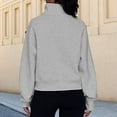 thumbnail image 4 of Stand Collar Fall Clothes Half Zip Women Solid Color Daily Outfit (Coffee XL), 4 of 6