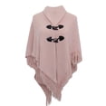 thumbnail image 4 of Summer Clearance Sale! Pitauce Cover Up for Women Solid Color Crochet Poncho Knitting Hooded Button Down Cape Asymmetric Tassel Hem Shawl Lace Up Versatile Wrap, 4 of 4
