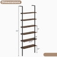 thumbnail image 3 of Gymax 2 PCS 6-tier Ladder Shelf 72 Inches Industrial Wall Mounted Bookshelf Brown, 3 of 10