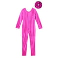 thumbnail image 6 of iiniim Kids Girls Full Body Ballet Dance Gymnastic Leotard Metallic Long Sleeve One Piece Unitard with Hair Scrunchie A Hot Pink 6, 6 of 7