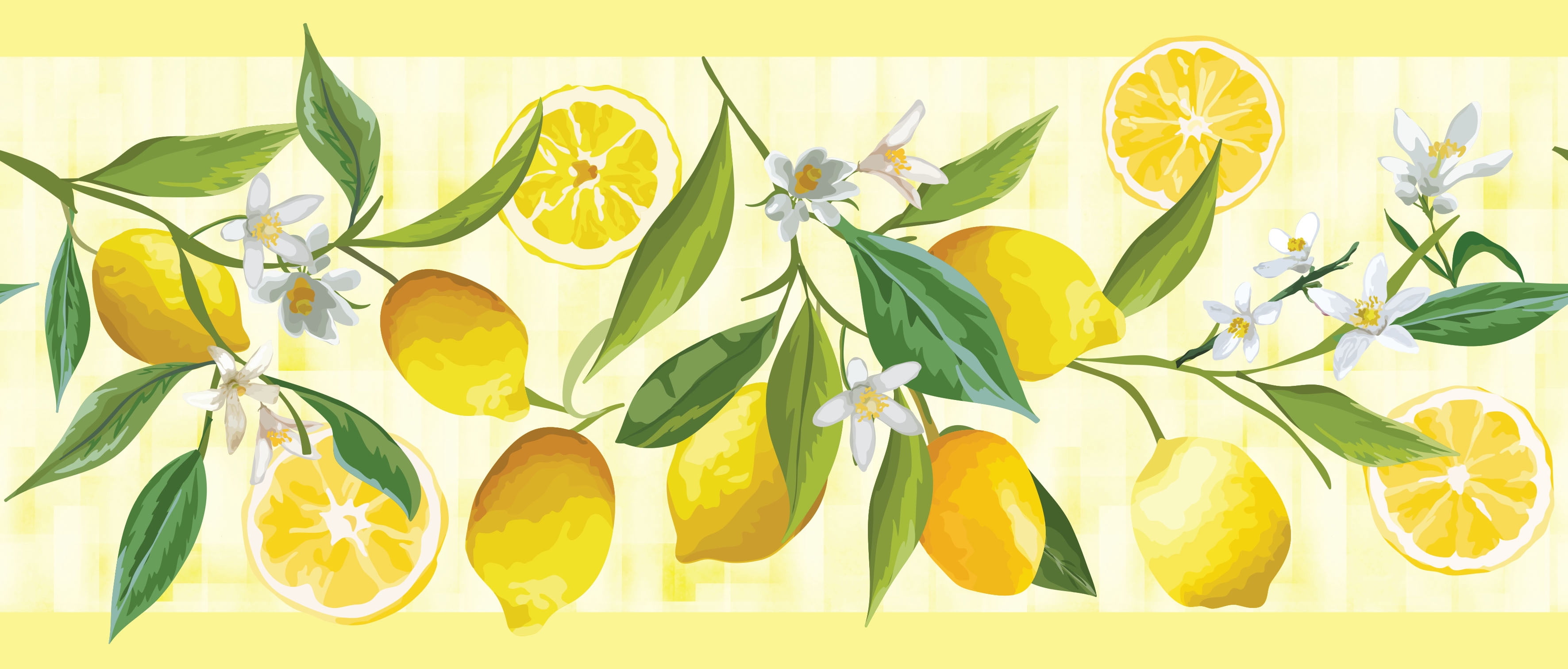 GB50121 Grace & Gardenia Lemon Flower Peel and Stick Wallpaper Border 10in Height x 18ft Yellow/Green/White