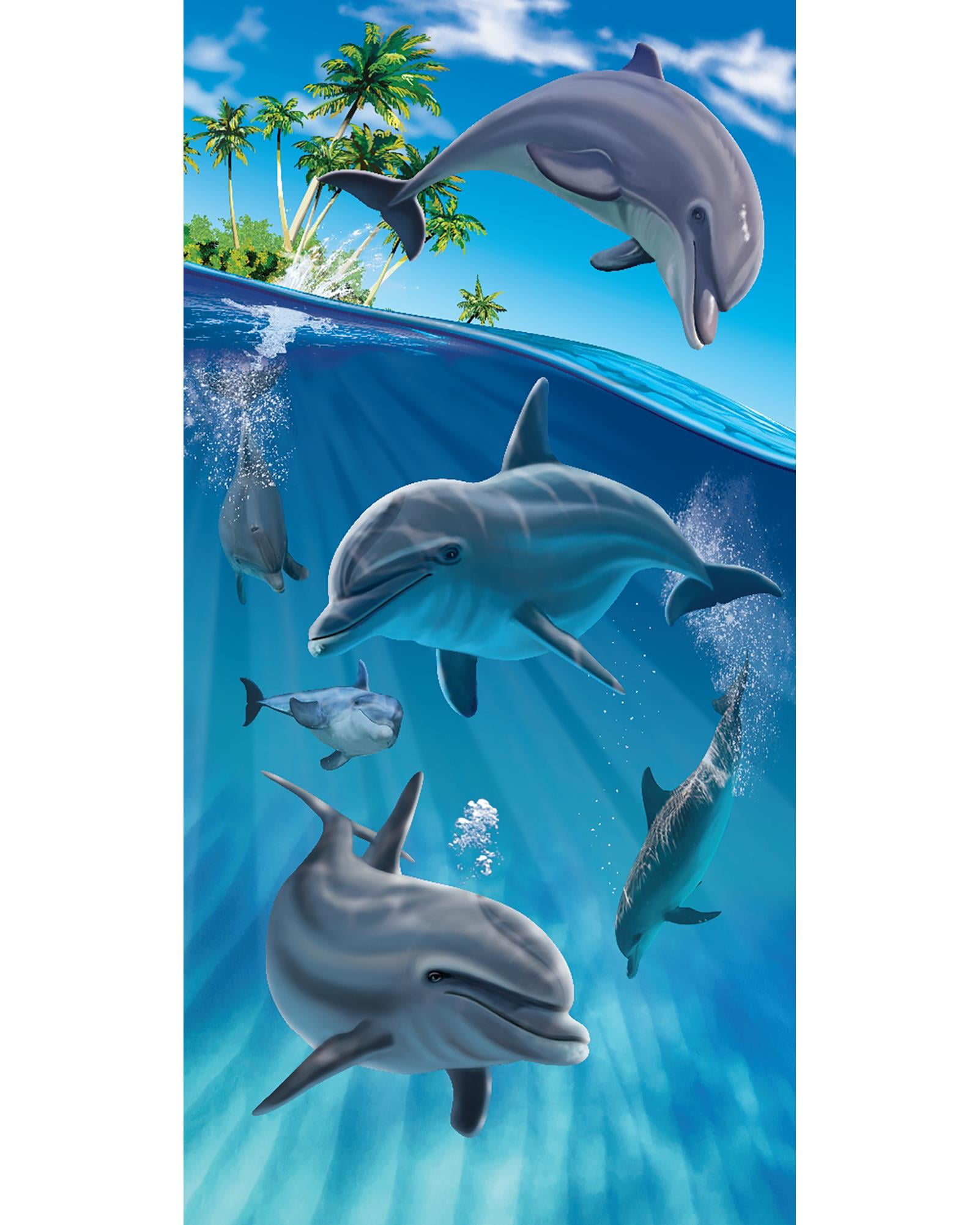Dolphins Pod Aquatic Velour Beach Bath Towel 40X70 