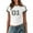 White, variant on Women Summer Crop Tops Letter Print Short Sleeve Slim T Shirt