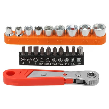 

BAMILL 20pcs Ratchet Spanner Magnetic Screwdriver Bits 5-13mm Hexagon Socket Wrench Kit