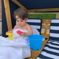 thumbnail image 4 of KidKraft Wooden Outdoor Double Chaise with Cup Holders, Kid's Furniture, Honey & Navy, 4 of 6
