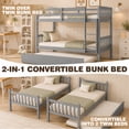 thumbnail image 3 of SESSLIFE Twin Over Twin Bunk Bed with Trundle, Convertible Wood Bunk Bed Frame with Ladder & Safety Guardrail, Separates into 2 Twin Beds, Space-Saving for Kids Bedroom, Guest Room, Gray, 3 of 8