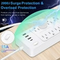 thumbnail image 4 of Power Strip Surge Protector Extension Cord with Multiple Outlets 3 USB Ports(1 USB C Port), Power Strips with Surge Protection, Wall Mount for Home Office,White, 4 of 5