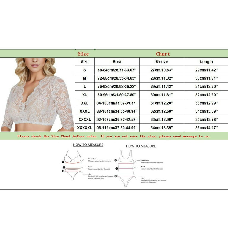 Women's Lace Dirndl Blouse Deep V-neck Tight-fitting Casual Bras for  Cardigan Suits Sweatshirt L White 