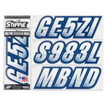 STIFFIE Techtron White/Navy 3" Alpha-Numeric Identification Custom Kit Registration Numbers & Letters Marine Stickers Decals for Boats & Personal Watercraft PWC