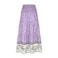 thumbnail image 4 of FAVIPT Maxi Skirts for Women Boho Floral Print Maxi Skirts High Waist A-Line Swing Skirts Casual Trendy Summer 2025 Pleated Beach Skirts Purple,XL, 4 of 6