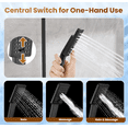 thumbnail image 3 of BRIGHT SHOWERS Rain Shower Head with Handheld Spray 5 ft. Shower Hose Combo Includes Wall Mount Suction Bracket 3-Way Water Diverter Mount (8 Inch Square, Matte Black), 3 of 7