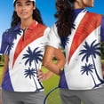 thumbnail image 4 of Binienty Fashion Palm Tree Funny Couple Golf Shirts Versatile Casual His and Hers Golf Shirts with Zip Up Collar Classic Fit Short Sleeve Athletic Tops for Golf Running Sports, 4 of 7