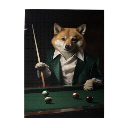 500 PCS Fun Puppy Billiards Time 500 Piece Puzzle For Adults Unique Artwork For Animal Creative Activity Hobbies For Adults Charm Billiards Animal Wooden Jigsaw Puzzles 500 Piece