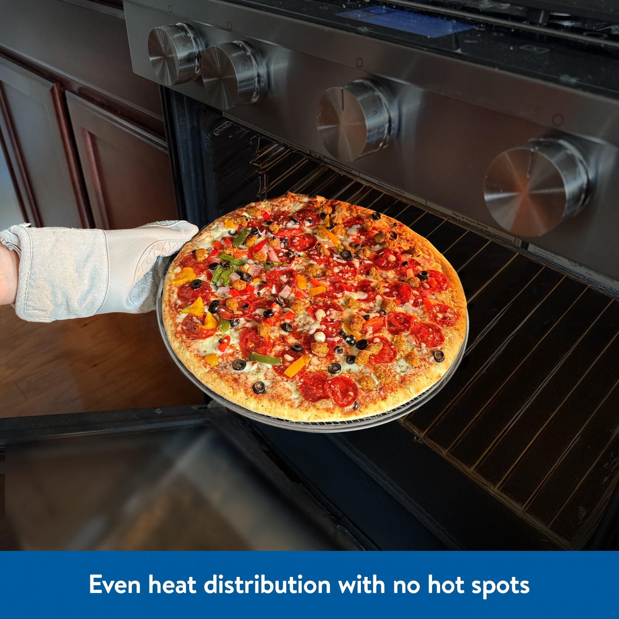 (4 pack) Mainstays Uncoated 16" Stainless Steel Pizza Pan Screen, Crisper, Large, Gray