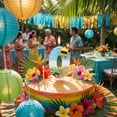thumbnail image 3 of Birthday Candle Number Island Style Blue White Brown with Sun and Tree Cartoon Creative Party Cake Topper Decoration, Tropical Numeric Candle for Celebration, Paradise Themed Cake Decor, 3 of 4