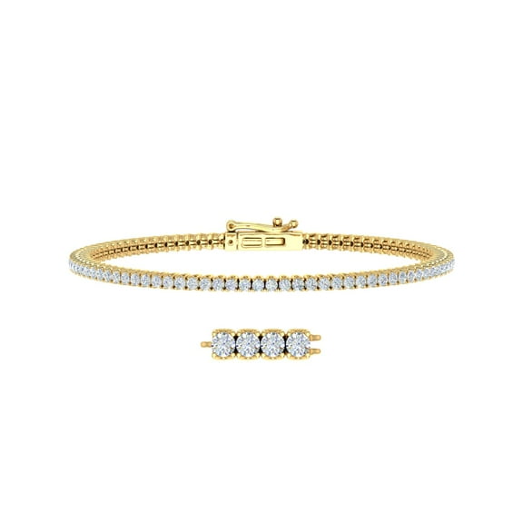 2 1/4 Carat Diamond Tennis Bracelet in 14K Yellow Gold (7.5 Inch) (SI1-SI2 Clarity)