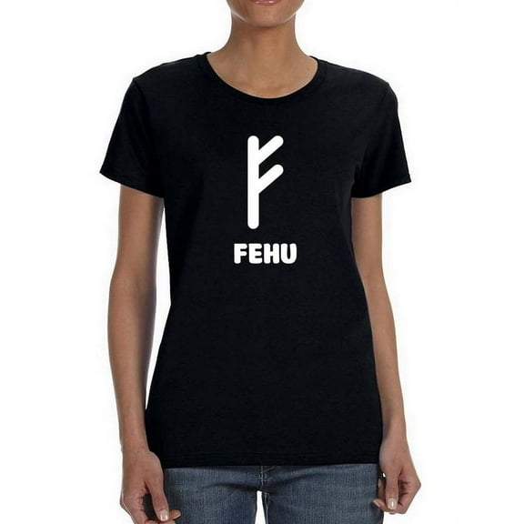 Fehu Rune Shaped T-Shirt Women -Image by Shutterstock, Female x-Large