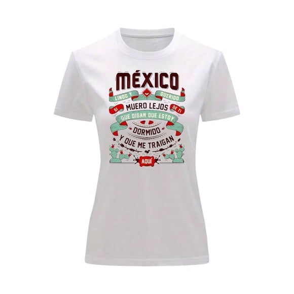 Playera Blusa De Mexico Lindo Y Querido Cancion Mexicana Septiembre Mes Patrio Color Blanco Talla Mediana Marca Emil SaEs