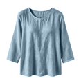 thumbnail image 5 of Holzkary Womens Linen Tops 3/4 Sleeve Crew Neck Tops Peasant Blouses Gauze Shirts Bohemian Shirts Tunic Loose Clothes Breathable Tops Travel Blouses Gauzy Tops Buisness Work Tee Shirts Elegent Tops, 5 of 5
