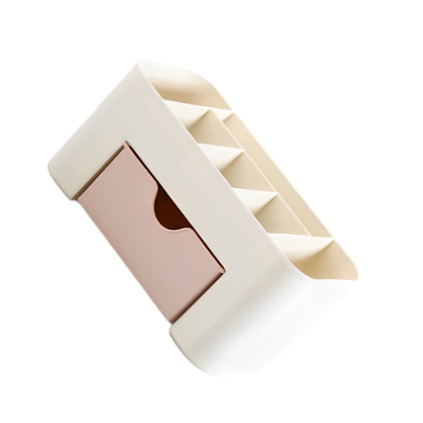 Bearachild Caja de almacenamiento organizadora de maquillaje de plástico con cajón Estuche de esmalte de uñas Soporte de cosméticos para Almacenamiento y organización del hogar Rosa claro