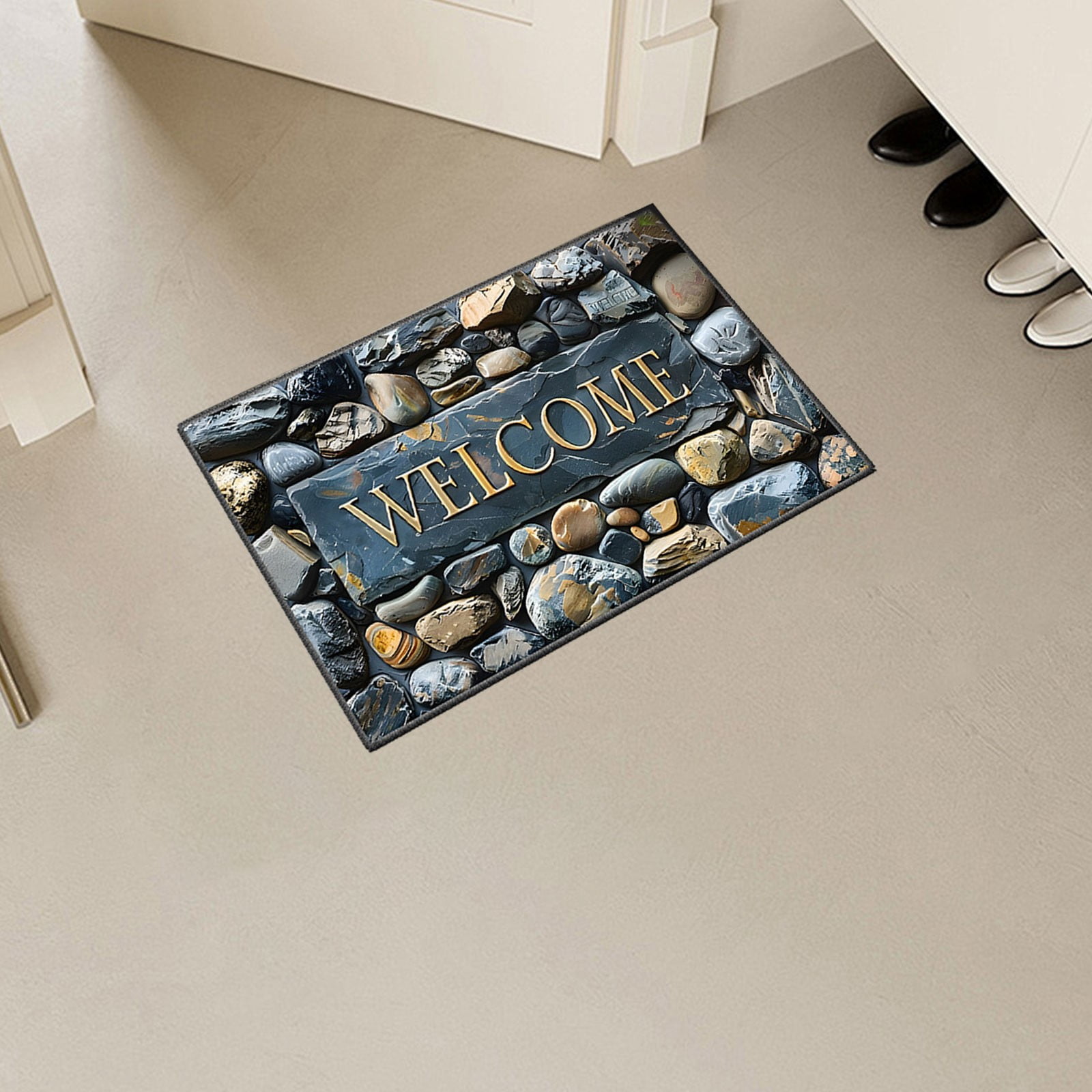 Rectangle Entrance Door Mat, Entry Way Doormat Front Door Rugs Outdoors Heavy Duty Welcome Mat, Non Slip Low Profile for Garage (Small)