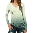 thumbnail image 2 of ClodeEU Womens Lightweight V Neck Long Sleeve T-Shirt ,Soft Casual Slim Fit Tops A-Army Green,Womens Plus M, 2 of 7