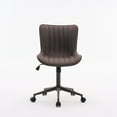 thumbnail image 2 of YOUNIKE Cute Armless Office Desk Chair Modern Upholstered Faux Leather Swivel Task Chair, Brown Same-Colored Bottom, 2 of 7
