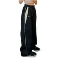 thumbnail image 6 of XFLWAM Women's Wide Leg Sweatpants Y2k Baggy Track Pants Goth Parachute Pants Cool Drawstring Lightweight Cargo Pants Black XL, 6 of 9