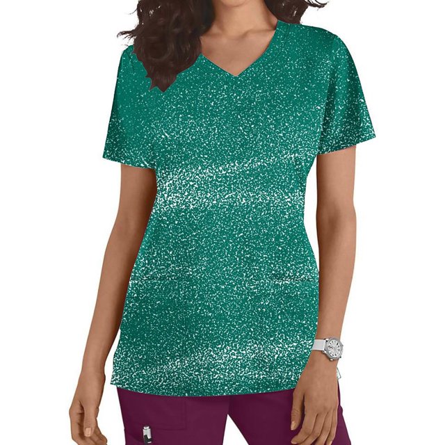 Fiudx Liquidación de Ahorros de Verano Top de Trabajo Informal con Cuello En V y Manga Corta Estampado a La Moda para Mujer