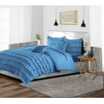 thumbnail image 2 of CCNY 600 TC 100% Egyptian Cotton Duvet Cover with 2 Matching Pillowcases Super King Size Multi Ruffle Pattern, Zipper Closure, Corner Ties (Mediterran Blue), 2 of 7