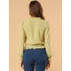 thumbnail image 5 of INSPIRE CHIC Blusa De Mujer Con Volantes Y Peplum Con Cuello Alto Y Manga Abullonada Amarillo XL, 5 of 6