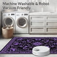 thumbnail image 5 of ODIKA 3'x5' Machine Washable Non-Slip Area Rug, Ornate Botanical Swirl with Delicate Flower Clusters and Leafy Accents High Traffic Rug with Pad, Black, 336195, 5 of 8