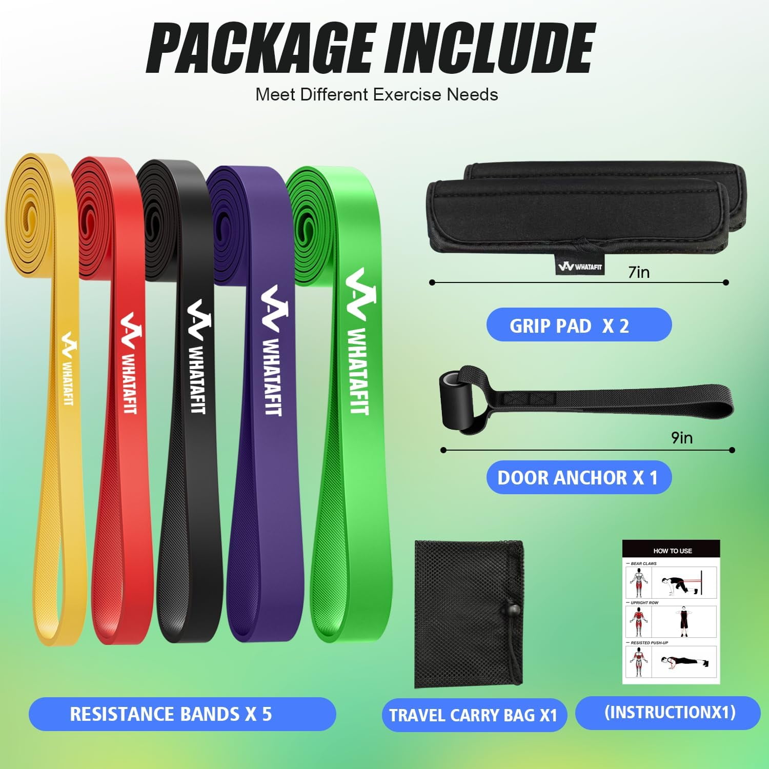 Resistance Bands,Pull Up Assist Bands Set with Handles, Exercise & Workout Bands with Door Anchor for Men & Women – Home Fitness Equipment for Strength Training, Stretching