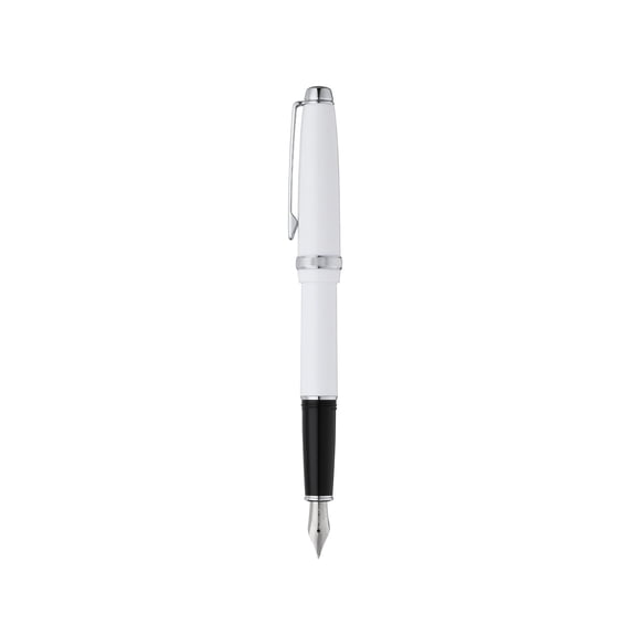 Cross Lume Medium Nib Fountain Pen with Polished Chrome Appointments and Polished Stainless Steel - Porcelain White