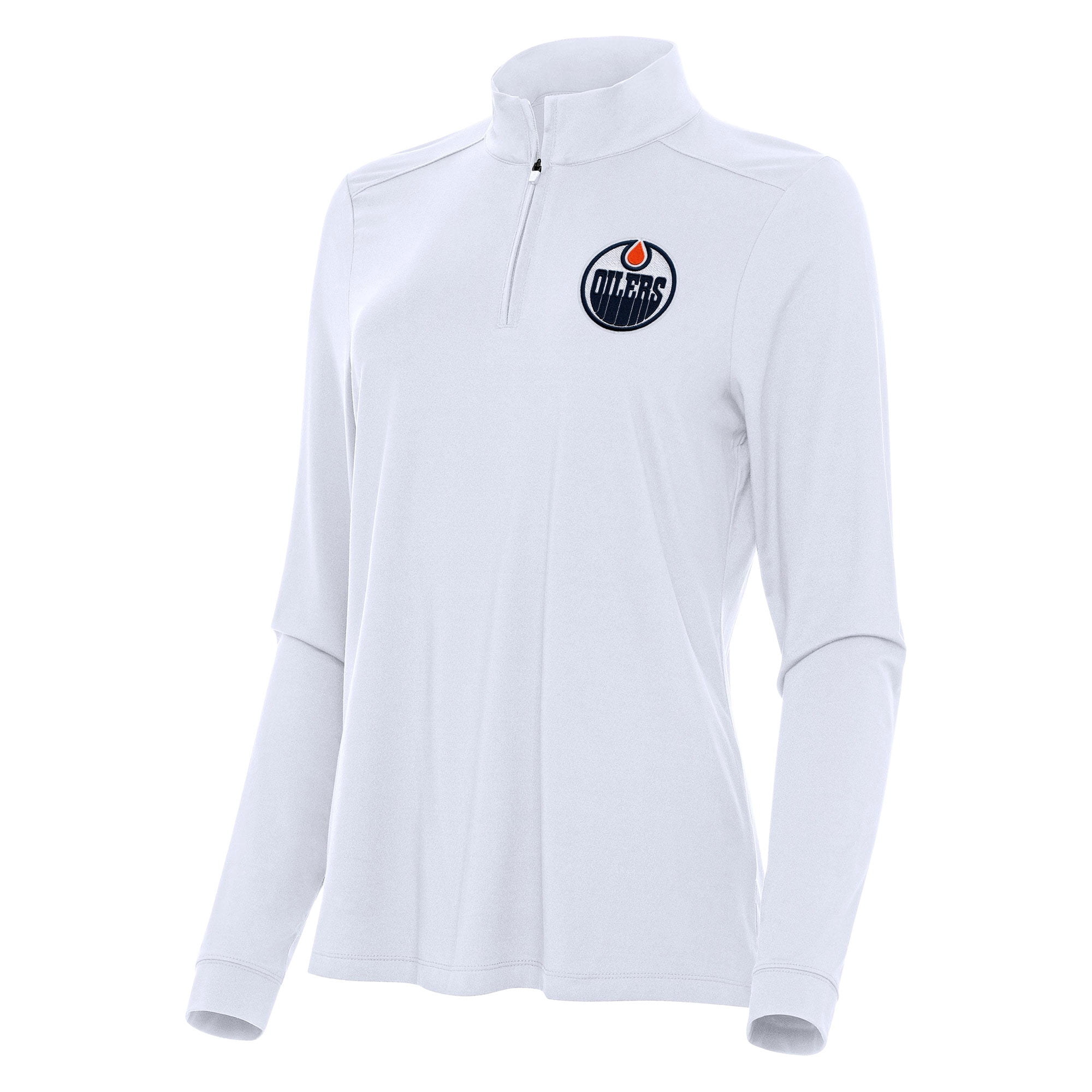 Women's Antigua White Edmonton Oilers Intent Quarter-Zip Top