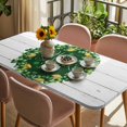 thumbnail image 3 of St Patricks Day Table Cloths for 3 Foot Rectangle Tables, Spring Gold Coin Green Shamrock Wooden Grain Patio Waterproof Elastic Fitted Tablecloths, Washable Rectangular Table Cover for Camping, 3 of 8