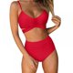 thumbnail image 1 of Trajes de baño de dos piezas con cuello halter y cintura alta para mujer, con tiras cruzadas, tallas S-XL, 1 of 7