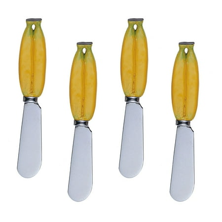

Mr. Spreader 4-Piece Banana Hand Painted Resin Handle with Stainless Steel Blade Cheese Spreader/Butter Spreader Knife