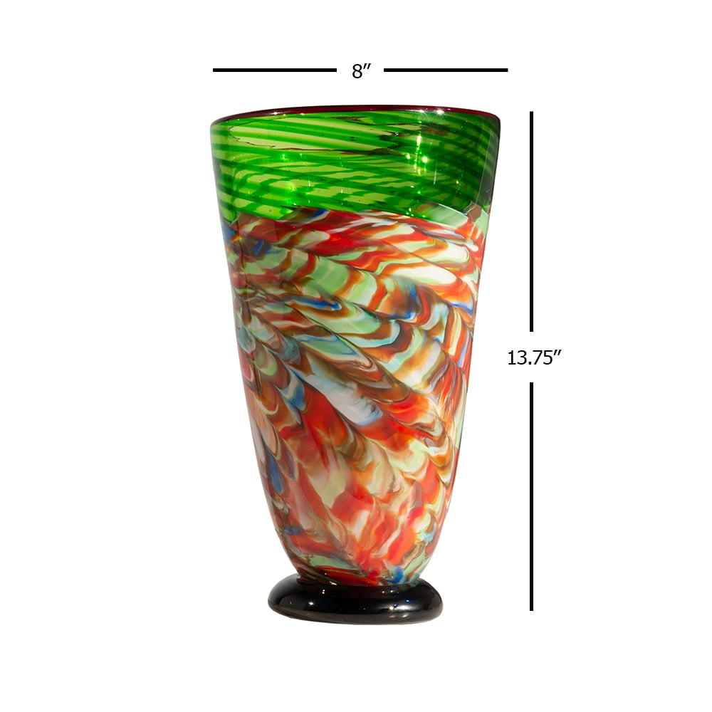 Dale Tiffany 13.75" Multi-color Glass Round Vase
