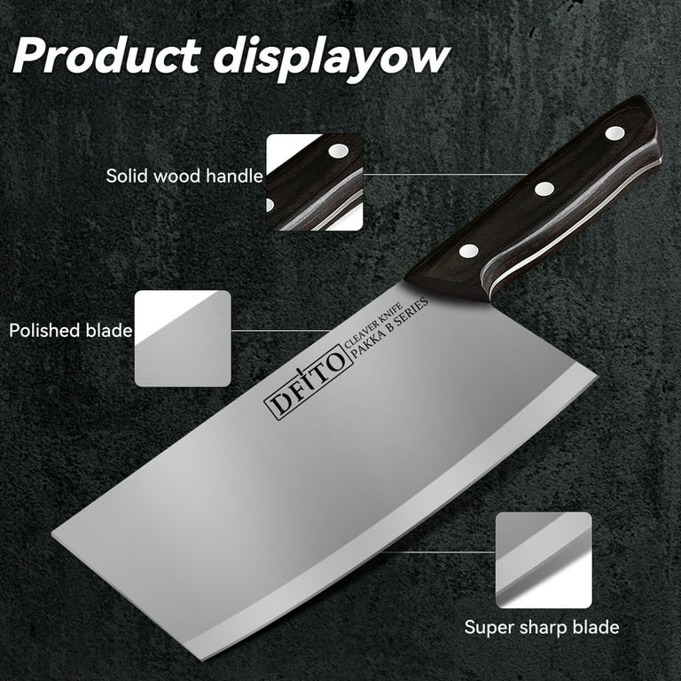 7-Inch Meat Cleaver Butcher Knife - Stainless Steel Chef Butcher Knife for Cooking - Professional 7-Inch Blade for Precision Cutting - Perfect for