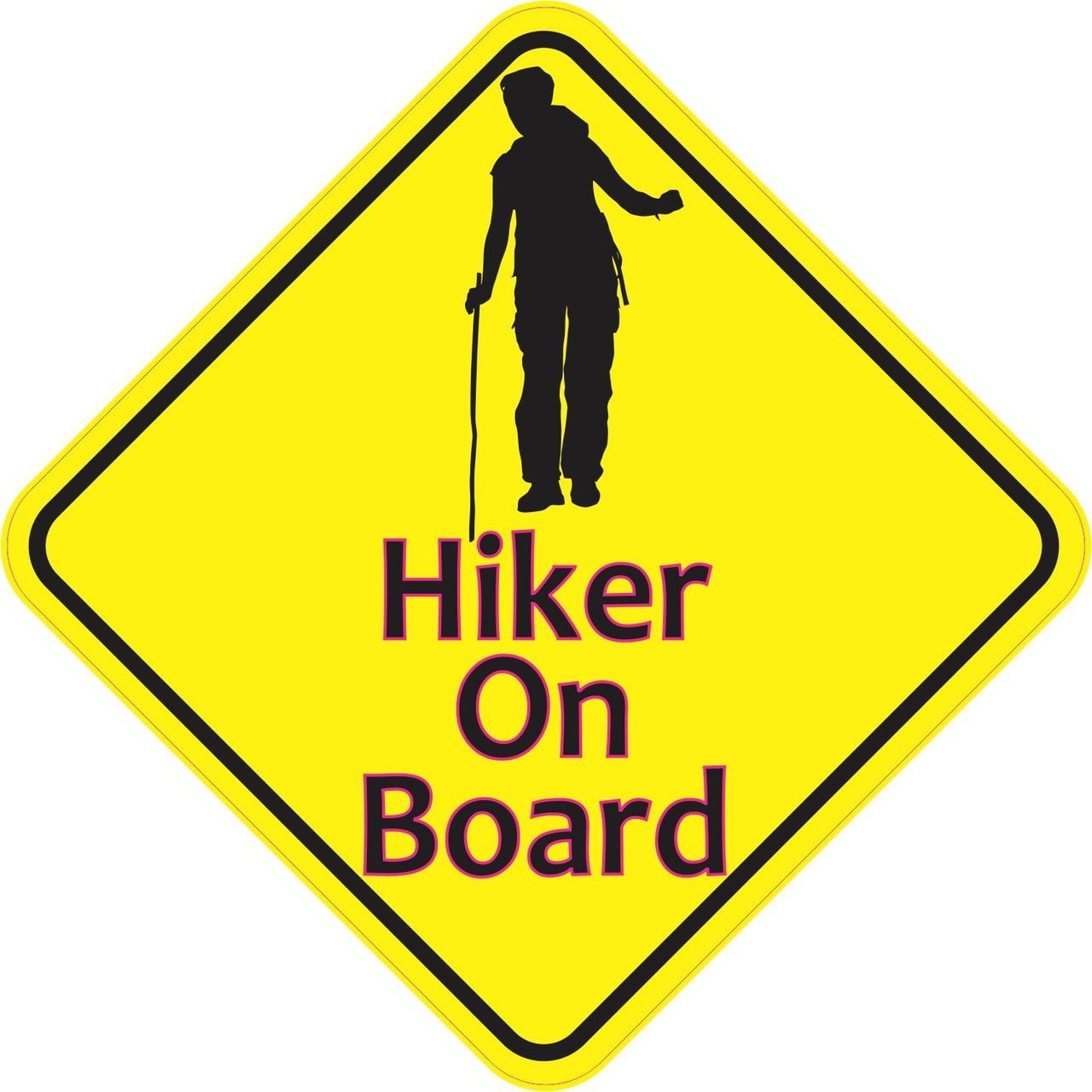5in x 5in Female Hiker On Board Magnet Vinyl Caution Sign Vehicle Magnets by StickerTalk®