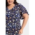thumbnail image 2 of CASSIE LIZ Plus Size Womens Tops 4X Summer V Neck Shirts Fashion Short Sleeve Blue White Floral Flowy Tee Loose Fit Tunics Fall Pleated Blouses Casual Swing Pullovers 4XL 24W 26W, 2 of 5