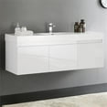 thumbnail image 2 of Fresca Mezzo 59" Wall Hung Integrated Sink Modern Wood Bathroom Cabinet in White, 2 of 5