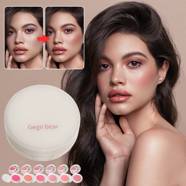 Dvkptbk P owderblusher Gege Bear Sweet Colorful Cushion Powder Blusher Matte Fine Natural Mashed Potato 5g