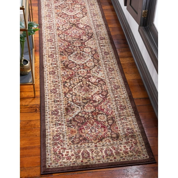 Rugs.com Aditi Collection Rug – 2' 7 x 10' Runner Brown Low Rug Perfect For Living Rooms, Large Dining Rooms, Open Floorplans
